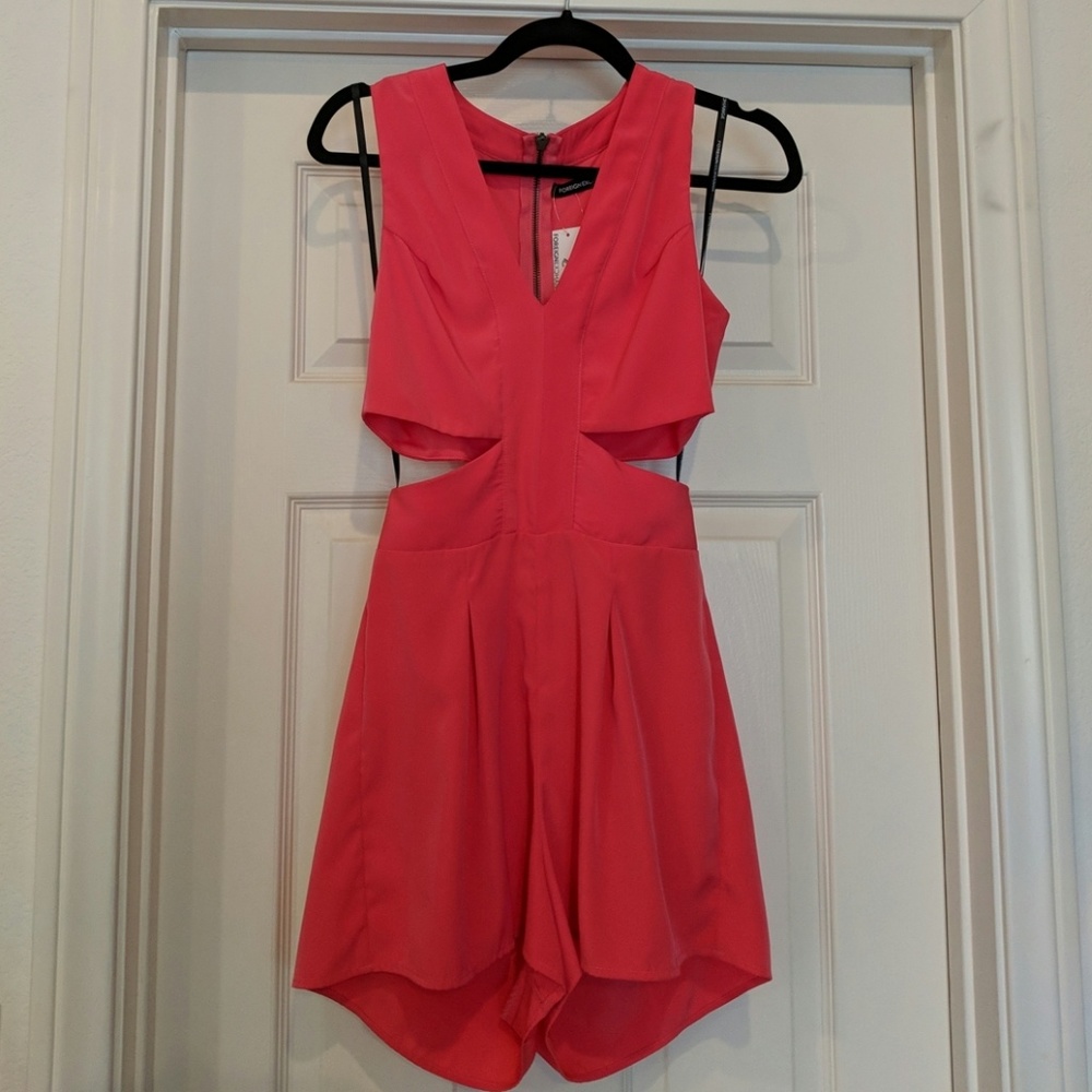 Red-orange cutout romper